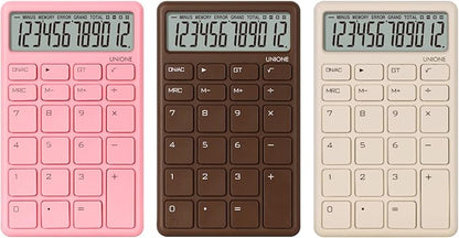 UNIONE Pocket  Desktop Beige Calculator with a Bright LCD, Dual Power Handheld Desktop. Color. Business, Office, High School