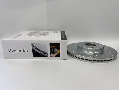 Front 11.10" Drilled and Slotted Brake Rotors Compatible with 1998-2017 Honda Accord, 2002-2004 CR-Z, 2006-2021 Civic, 2003-2011 Element, 2016 CR-V, 06-11 Acura CSX, 14-15 ILX Brakes, 31257