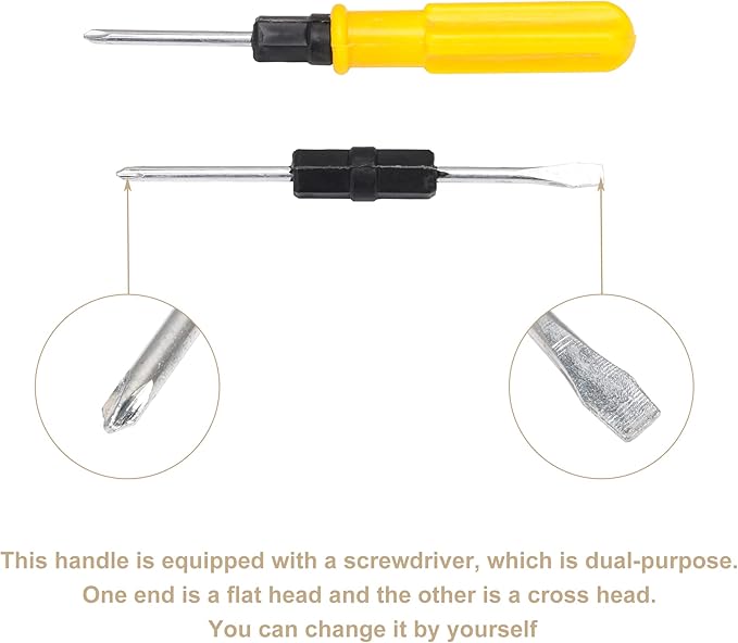 Double Head Detachable Screwdriver (4mm Cross  6mm Slotted) with Yellow Handle