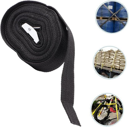 GARVALON 2pcs Polyester Cargo Straps Zinc Alloy Buckle Fixing Kit Band for Car Motorcycle Black Sturdy and Easy to Use