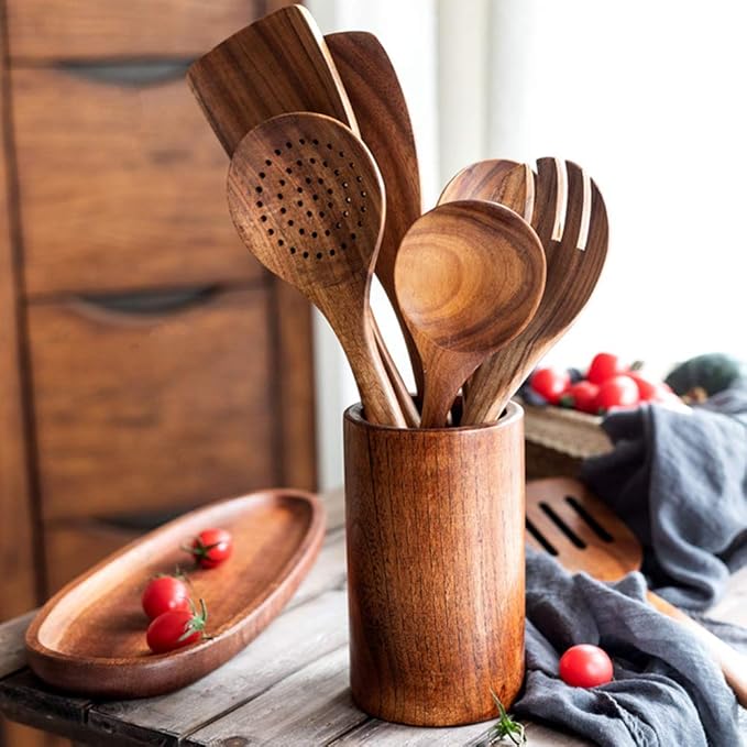 DDJSJ Teak Kitchen Utensils,Colander Ladle Skimmer Scoop Kitchenware Scoop Dipping Big Wooden Rice Long Handle Natural Utensils Handcrafted Cutlery Tool (scoop dipping(11x3.15in))...