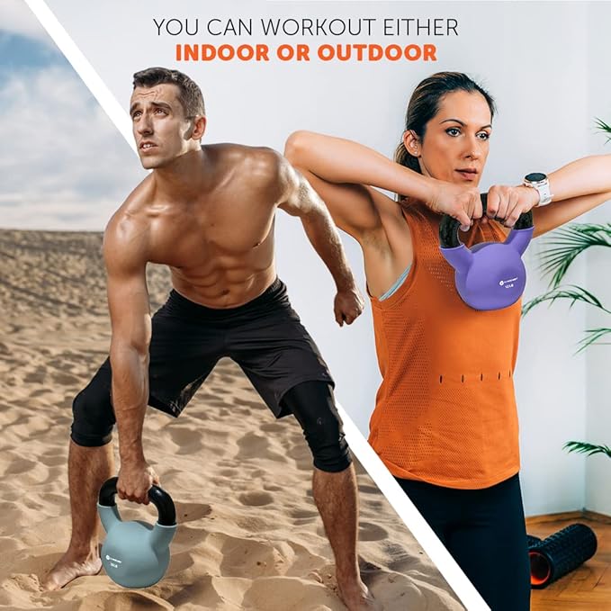 GYMENIST Kettlebell Fitness Iron Weights with Neoprene Coating Around The Bottom Half of The Metal Kettle Bell (15 lbs)