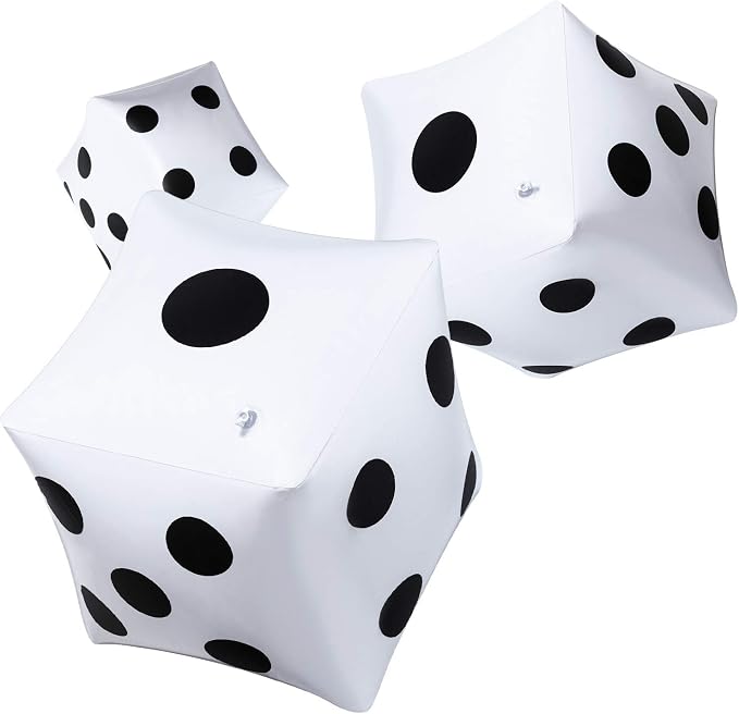 Blulu 3 Pack Large Inflatable Dice Summer Jumbo Giant Inflatable Dice for Pool Toy Games Indoor Outdoor Beach Party Water Games Broad Ludo Pool Party Favor for Adults(12 Inch,White)