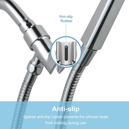 OFFO Shower Head Holder All Metal for Handheld Shower Head, Adjustable Shower Arm Mount with Solid Brass Pivot Ball, 1/2 in IPS Female Inlet and Male Outlet, Chrome
