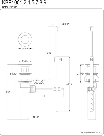 Kingston Brass KBP1005 Bathroom Sink Drain, Oil Rubbed Bronze