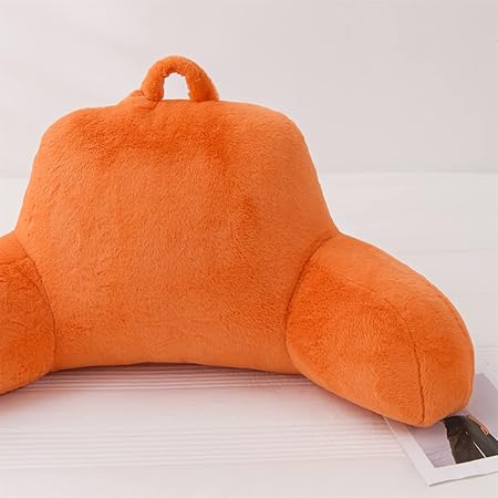 Aimuan Reading Pillow Bed Rest Wedge Large Adult Backrest Pillow with Arms Back Support for Sitting Up in Bed Cushion Incline Rest Sleeping Snoring Pillow, Orange