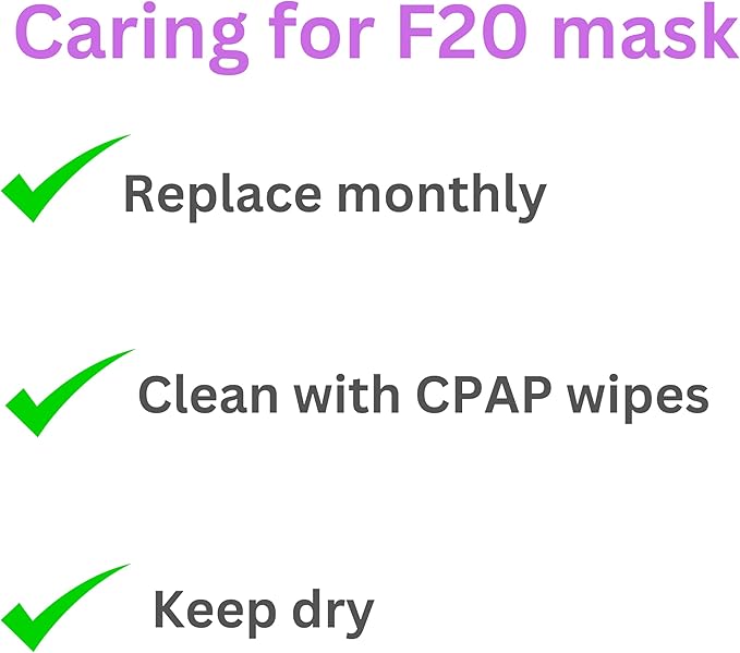 F20 cusion mask bundle with Cpap cleaning wipes - Provides an Excellent Seal - Medium size