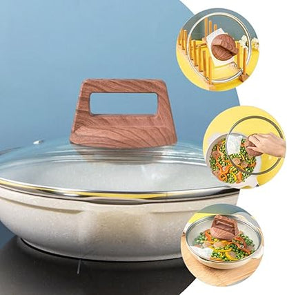 Tofficu Household Glass Lid Cookware Replacement, 11 Inch Universal Lid with Handle, Replacement pot Cover Wok Lid for Pots Pans Fry Pan, Shockproof Tempered Lid for 12 Inch Frying Pan, Wok, and Pot