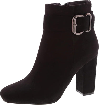 TOP Moda Womens Chunky High Heel Ankle Boots with Buckle