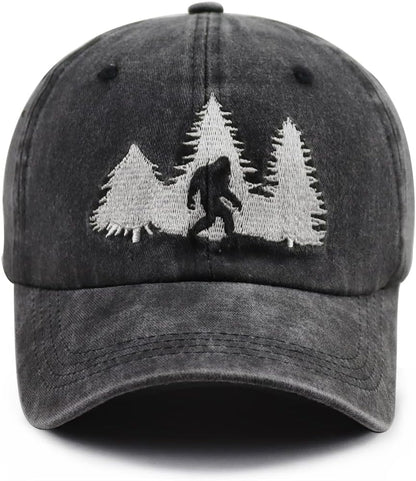 GzacDeope Bigfoot Hats for Men Women, Funny Adjustable Cotton Embroidered Sasquatch Baseball Cap
