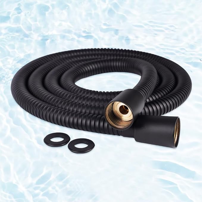 Shower Hose, Thickened Shower Head Hose Replacement, Kink-Free 304 Stainless Steel Handheld Shower Hose Extension, Flexible RV Shower Hose Attachment, 59 Inches, Black