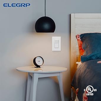 ELEGRP Matte White Single Pole Decorator Light Switch, 15Amp, 120-277V, Decorative Paddle Rocker Switch Replacement, OnOff Wall Switch, Self-Grounding, ResidentialCommercial Grade, ULCUL (10 Pack)