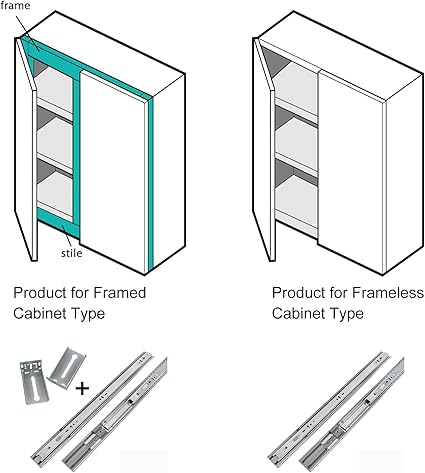 LONTAN 18 inch Heavy Duty Soft Close Drawer Slides 1 Pair Full Extension Ball Bearing Drawer Glides Side Mount Cabinet Rails with Rear Mounting Brackets 100lb Capacity