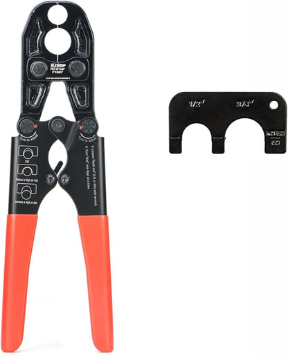 IWISSiCrimp PEX Pipe Copper Ring Crimping Tool Kit for 12 in, 34 in Crimp Rings, Meets F1807 Standard (13" Combo PEX Crimper)