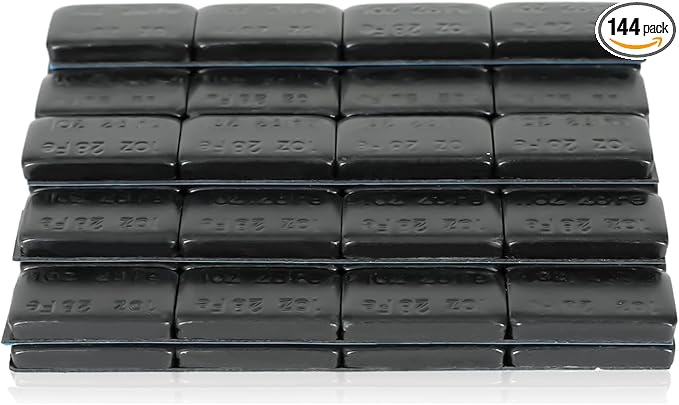 EASYBERG 1oz. Stick on Wheel Weights, Black Tire Balancing Wheel Weights for Motorcycles, Cars, Trucks, SUVs, Low Profile, Total 144pcs 144oz.