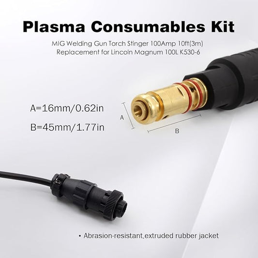 MIG Welding Gun K530-6 Magnum Torch Stinger 100Amp 10ft Replacement for Lincoln Magnum 100L K530-6 SPPower MIG 140T 180T,Easy-CorePro-MIGMIG Pak 140 180