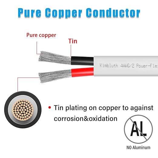 6 Gauge Duplex Marine Wire Tinned Copper Boat Cable, 20ft 6 AWG Standard USA OFC Oxygen Free Copper Wire for Automotive Boat Speakers Solar Outdoors