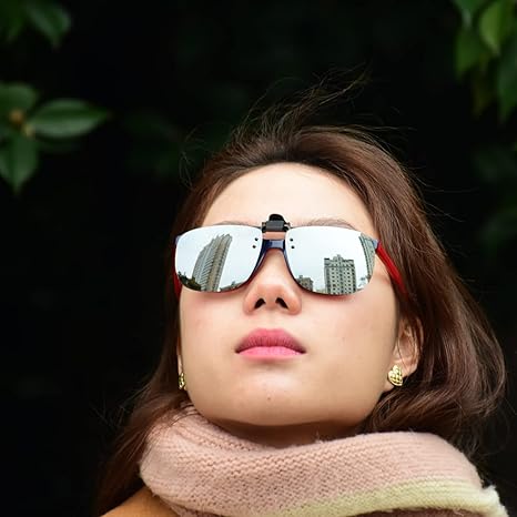 Polarized Unisex Clip on Flip up Sunglasses over Prescription and Reading Glasses Frames