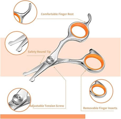 1Pc Professional Pet Hair Scissor Stainless Steel Durable Safety Rounded Tips Cat Dog Hair Cutting Tools Pets Grooming Scissors