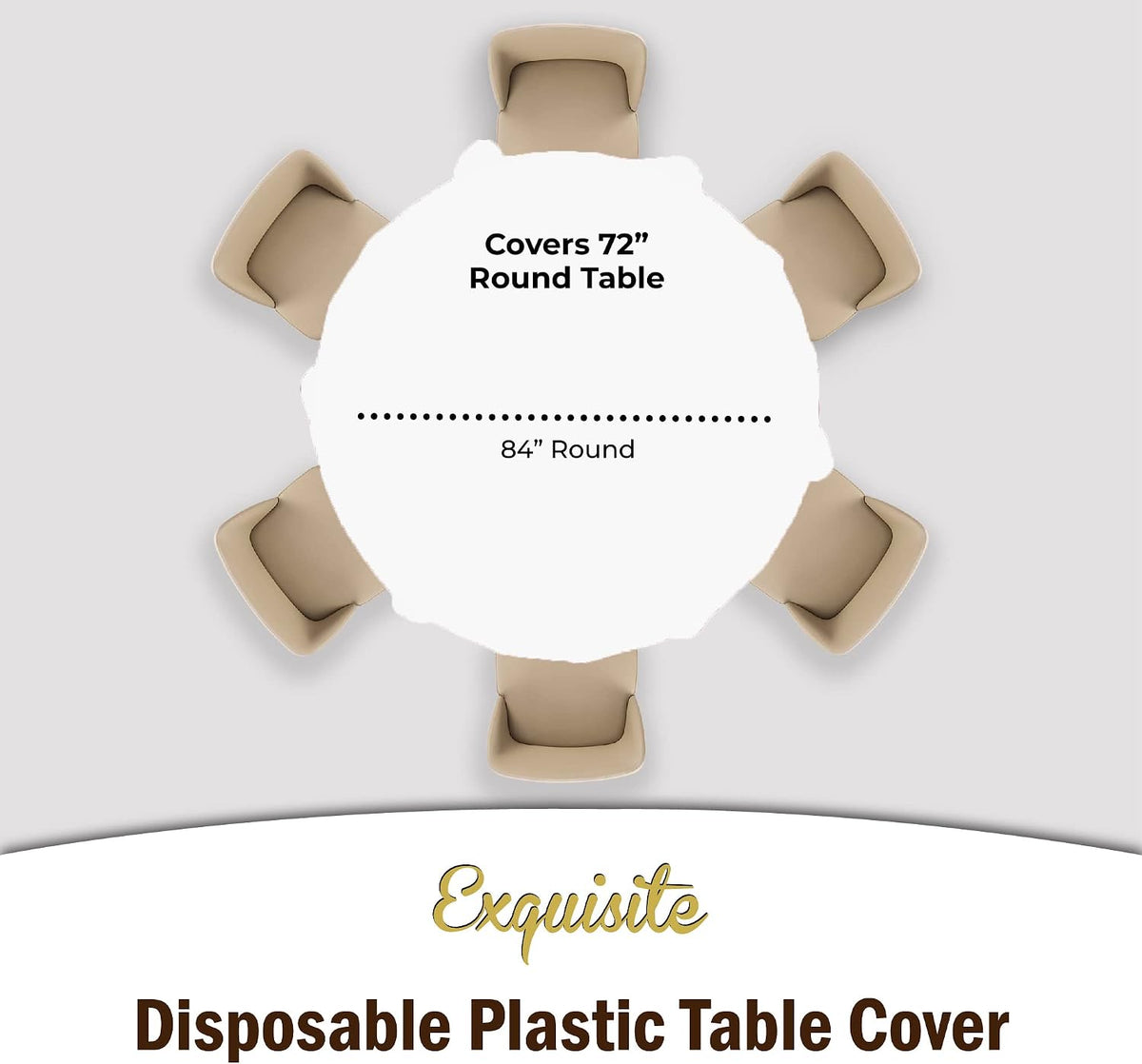 Exquisite 12-Pack Premium Plastic Tablecloth 84in. Round Table Cover - White