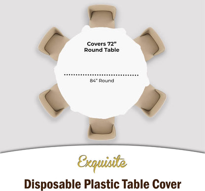 Exquisite 12-Pack Premium Plastic Tablecloth 84in. Round Table Cover - White