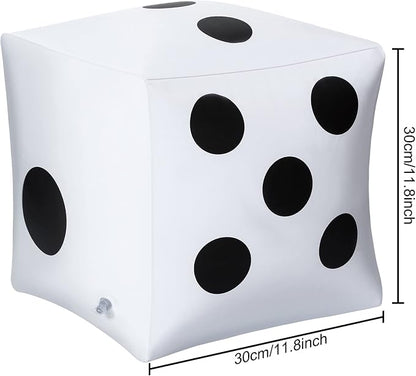 Blulu 3 Pack Large Inflatable Dice Summer Jumbo Giant Inflatable Dice for Pool Toy Games Indoor Outdoor Beach Party Water Games Broad Ludo Pool Party Favor for Adults(12 Inch,White)