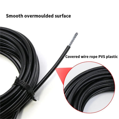 Plastic Coated Steel Wire Black PVC Plastic Coated 304 Stainless Steel Flexible Wire Rope Cable Clothesline(2.0mmX30M)