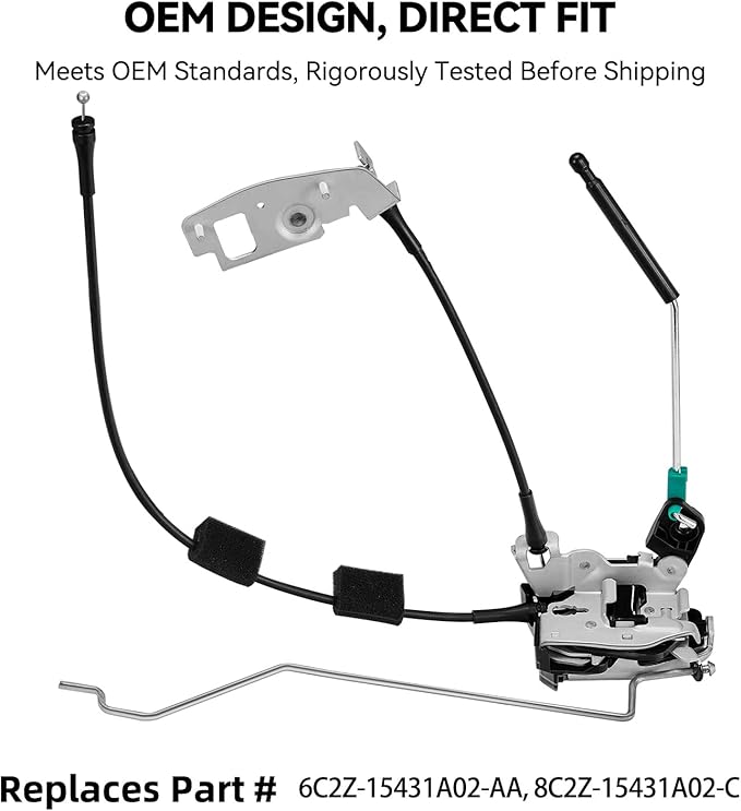 SYERAL Door latch assembly wcable  rod Right Side Rear Cargo door Compatible with 1992-2014 E-150 E-250 Club Wagon Econoline Club Wagon 6C2Z-15431A02-AA, 8C2Z-15431A02-C