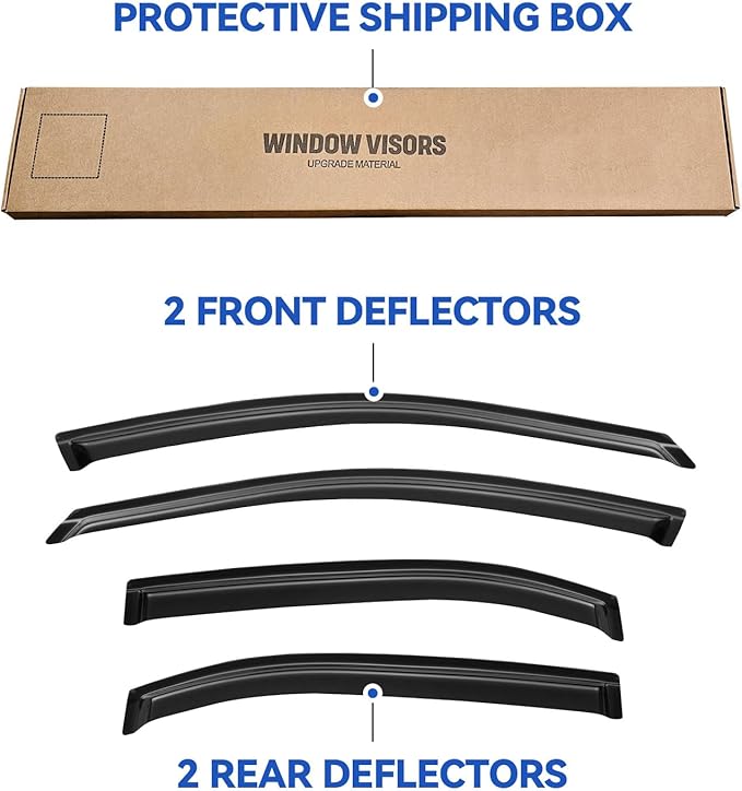 Window Visors Rain Guards Shield for 2006-2012 Ford Fusion, Out-Channel Window Vent Wind Deflectors Visors Shades for 2007-2013 Lincoln MKZ, 2006-2010 Mercury Milan, 2006 Lincoln Zephyr