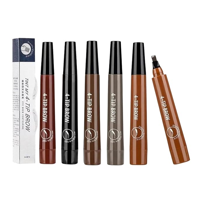 Lightsbetter Waterproof Brow Pen, Tint My 4 Tip Brow Waterproof, 4 Tipped Precise Brow Pen, Microblading Eyebrow Pen 4 Fork Tip Tattoo Pencil (4)