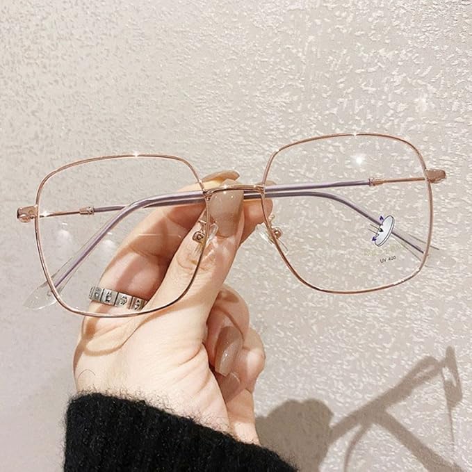 HomeSoGood Oversized Square Blue Light Blocking Glasses Retro Metal Frame Glasses Computer Gaming Glasses for Women Men Eye Accessories