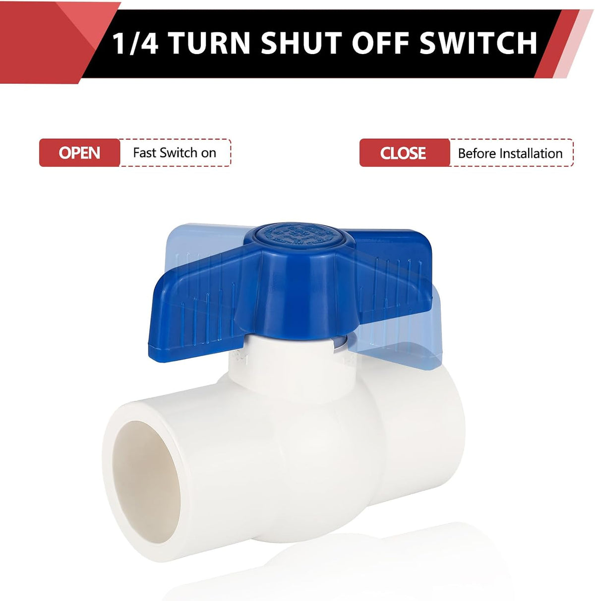 (Pack of 1) EFIELD 2 Inch PVC Ball Valve (Solvent), Schedule 40, Slip PVC Ball Valve for Residential, Commercial, Agricultural and Light IndustrialAapplications,(PVC006)