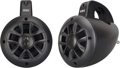 NOAM N4 - Pair of 4 Inch 2-Way Wakeboard Mountable Speakers, Marine Grade Weatherproof Construction for Utv, Boats, ATV Golf Carts and More