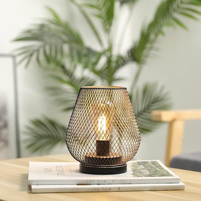 JHY DESIGN Metal Cage LED Lantern Battery Powered Cordless Accent Light with LED Great for Weddings Parties Patio Events for Indoors Outdoors