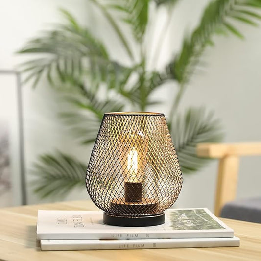 JHY DESIGN Metal Cage LED Lantern Battery Powered Cordless Accent Light with LED Great for Weddings Parties Patio Events for Indoors Outdoors