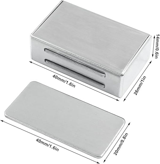 Waziaqoc 4 Pack Magnetic Door Catch, Stainless Steel Magnetic Latch with Adhesive, Ultra Thin Door Magnets, No Drilling Cupboard Magnetic Latches for Drawer Closet and Kitchen Cabinet