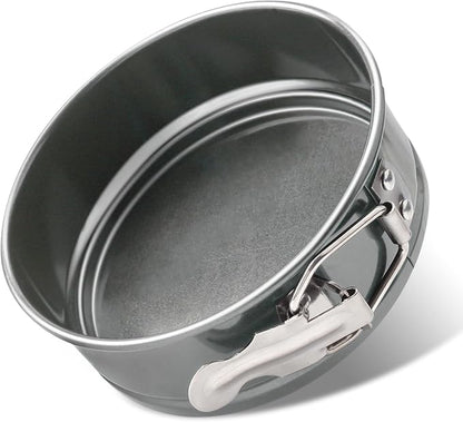 KUFUNG Cheesecake Pan, 4 Inch Springform Pan, Nonstick Leakproof Springform Pan Set for Mini Cheesecakes, Pizzas, Quiches (Gray, 4 inch)