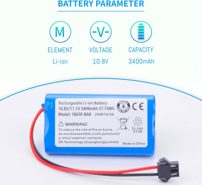 3400mAh Replacement Vacuum Battery Compatible with Vactidy T6 T7 T8 LS001-02 Robot Vacuum Cleaner with Tools 11.1V
