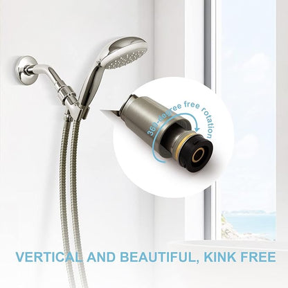 OFFO Shower Hose, Brushed Nickel 100 In Kink Free Stainless Steel Shower Hose Attachment Electroplating Handheld Shower Head Hose Flex Hoses Extension with Brass Insert & Nut for Pet Bathing Cleaning
