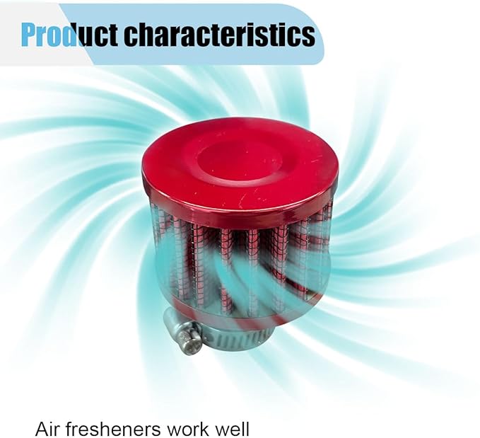 Car Breather Filter, 0.47"/12mm Cold Air Intake Filter Cleaner, Crankcase Vent Valve Cover Filter Breather, Automotive Air Filter for Most Car Motorcycle (Red)