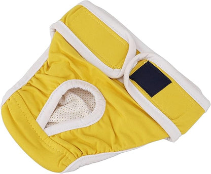 Dog Sanitary Pants, Yellow Cotton Female Dog Breathable Sanitary Pants (Yellow L)