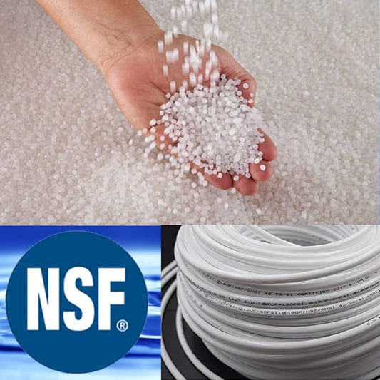 1/4" OD NSF Certified Water Line, 25 Feet of White Tubing for Reverse Osmosis, Ice Maker, and Refrigerator Drinking Water Systems