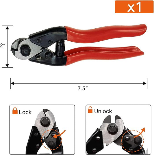 Cable Cutter Wire Cutter Heavy Duty up to 532" Stainless Steel Aircraft Wire rope for Decking Railing Fencing Bike Bicycle Brake Cutter DIY projects