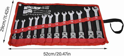 12Pcs Ratcheting Wrench Set, 8?19mm Ratchet Combination Wrenches Set,Metric Combination Chrome Steel 8?19mm with Storage Bag (movable head)