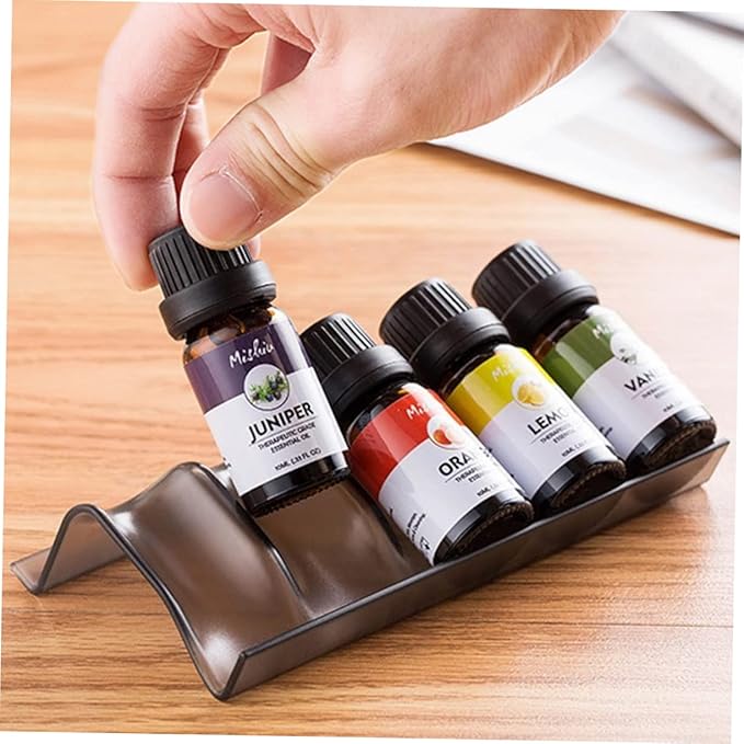 3pcs Essential Oil Bottle Storage Rack Stackable Organizer Slots for Easy Access for Tabletops Black Plastic Household Organizing