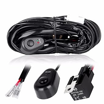 LED Light Bar Wiring Harness Kit - 1 Lead 16AWG Heavy Duty 12V On Off Switch Power Relay Blade Fuse for Off Road LED Work Light,3 Years Warranty