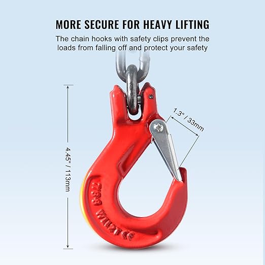 VEVOR Chain Sling, 5/16 inch x 10 ft Lifting Chains with Hooks, G80 Engine Chain Hoist Lifts, 11000 lbs/5 Ton Lifting Sling Chains for Engine Hoist, Engine Lift Chain with 4 Leg Grab Hooks & Adjusters