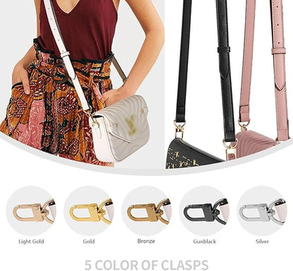 Leather Strap for Purse Replacement Purse Straps Crossbody Leather Bag Strap Strap for Purse Light Gold Clasp Pink
