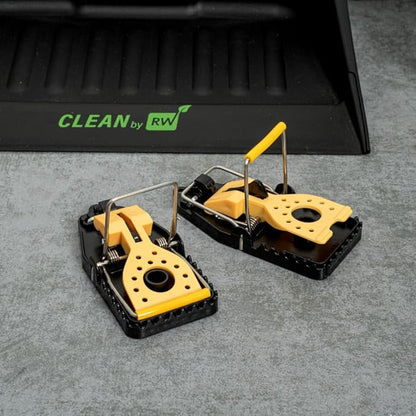 Restaurantware-Pest Tek 4.5 x 2 x 2.2 Inch Mice Traps, 2 Reusable Mouse Traps - Kill Bar, Sensitive Trigger Pedal, Yellow And Black ABS Mouse Traps, With Bait Cup, Durable