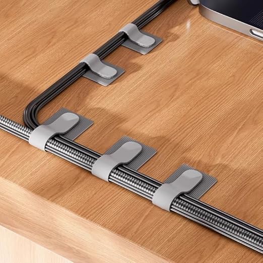 10 Pack Cord Organizer Spring Cable Holder Clips - Desk Cable Management Clips, Adhesive Wire Keeper for Phone Chargers, Nightstand, Wall, Car, and Office (Black)